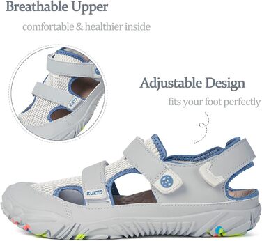 Чоловічі та жіночі сандалі для пляжу та спорту Hsyooes (43 EU, Сірі) - аквашузи, швидковисихаючі, регульовані, для піших прогулянок