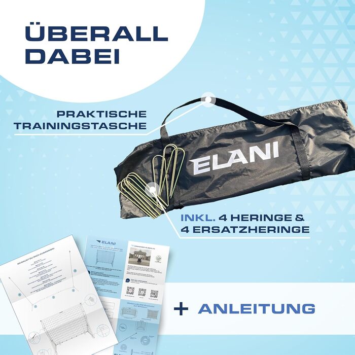 Дитячі футбольні ворота ELANI 240x150 см, великі, безпечні, стабільні, для саду, з чохлом та 8 кілочками, всепогодні, також для гандболу