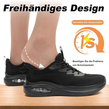 Жіночі кросівки ZYEN для широкої стопи, дихаючі спортивні кросівки, легкі та зручні бігові кросівки, снікерси для тренувань у фітнес-клубі (39 EU, чорний)