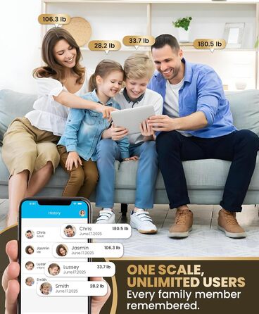 Розумні ваги Homerz Smart Scale Pro: біометричний аналізатор складу тіла з WiFi та Bluetooth, вимірювання ІМТ, жиру та м'язів, чорний, Large