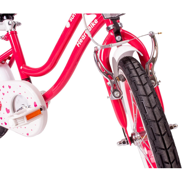 Дитяче велосипед Sun Baby Heart Bike 12/14/16 дюймів, знімний ручка-штовхач, для дівчаток 2-6 років (полуниця, 14 дюймів)