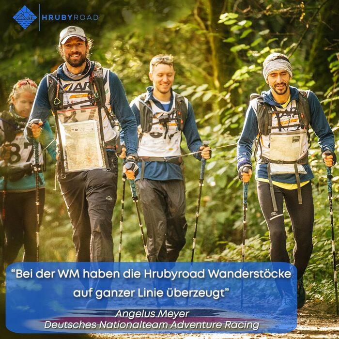 Треткінгові палиці HrubyRoad® - телескопічні, складні | Палиці для Nordic Walking для жінок та чоловіків | Стабільні палиці для трекінгу [з 6 насадками] | Ручки з натурального корку