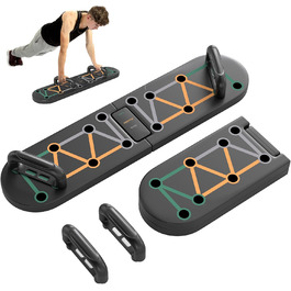 Складне тренажерне дошка Sportnow Push Up Board 11-в-1 з антиковзкими подушками для рук, плечей та грудей (чорний)