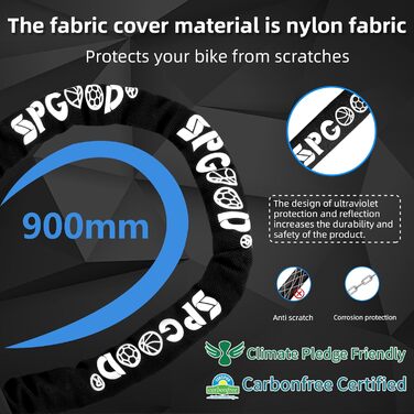 Замок для велосипеда з 3 ключами, ланцюговий замок проти крадіжок 90см, висока безпека, водовідштовхувальний чохол для велосипеда/електросамоката/електровелосипеда/MTB/мотоцикла/вантажного велосипеда, 870мм, чорний