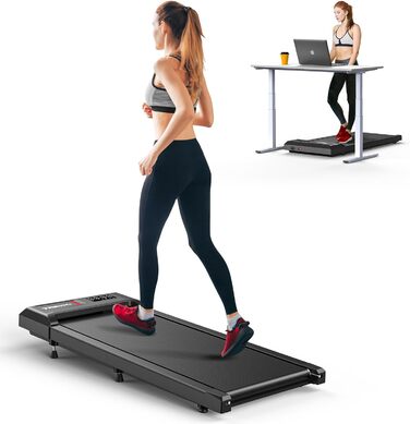 Cardirun Walking Pad: Біговий доріжка з регулюванням нахилу та ручками, 2-в-1 для дому, 2.5HP, до 136KG, портативна з LED-дисплеєм, керуванням через додаток/пульт (Чорний без підлокітників)